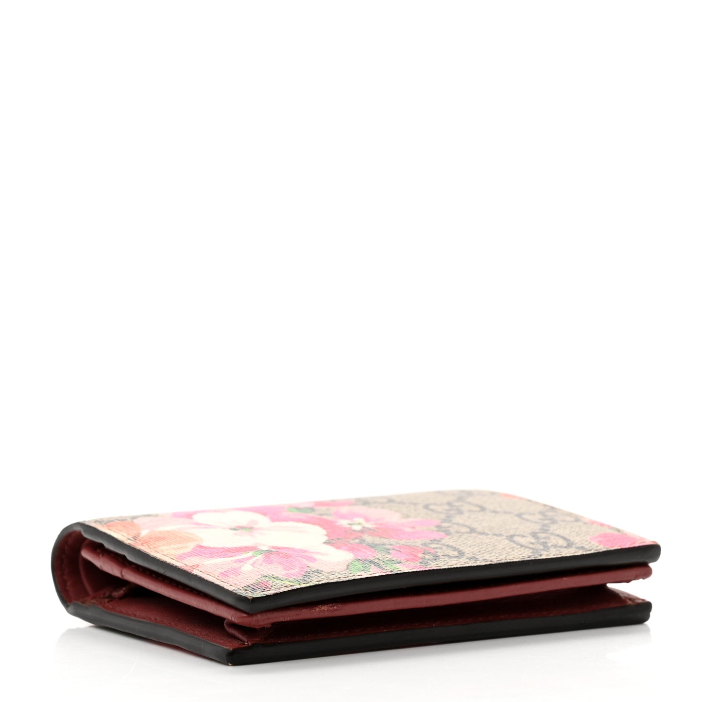 GG Supreme Monogram Blooms Card Case Wallet Beige Multicolor Dry Rose