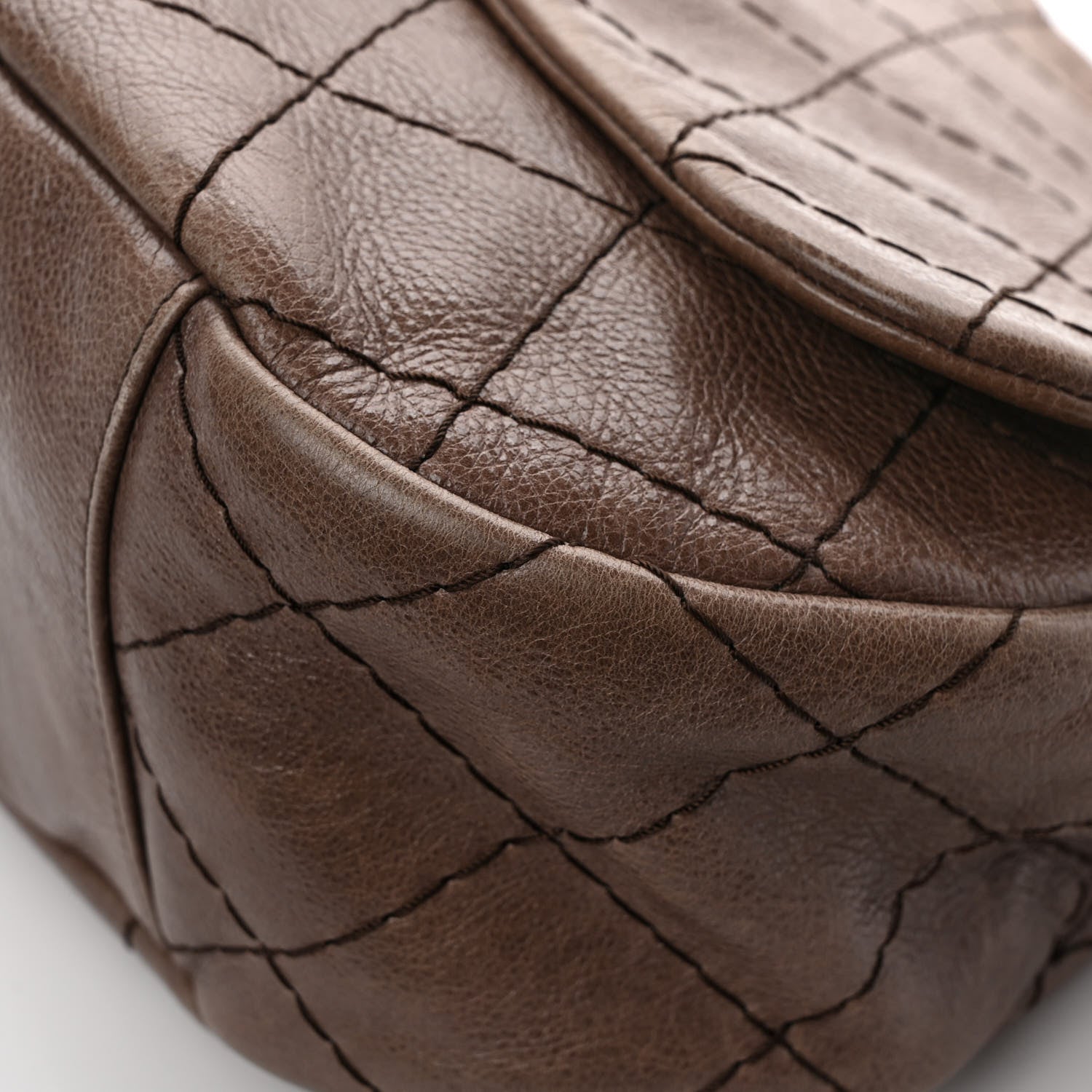 Chanel Glazed Calfskin Stitched XL On The Road Flap Brown 10 of 11