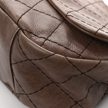 Chanel Glazed Calfskin Stitched XL On The Road Flap Brown 10 of 11