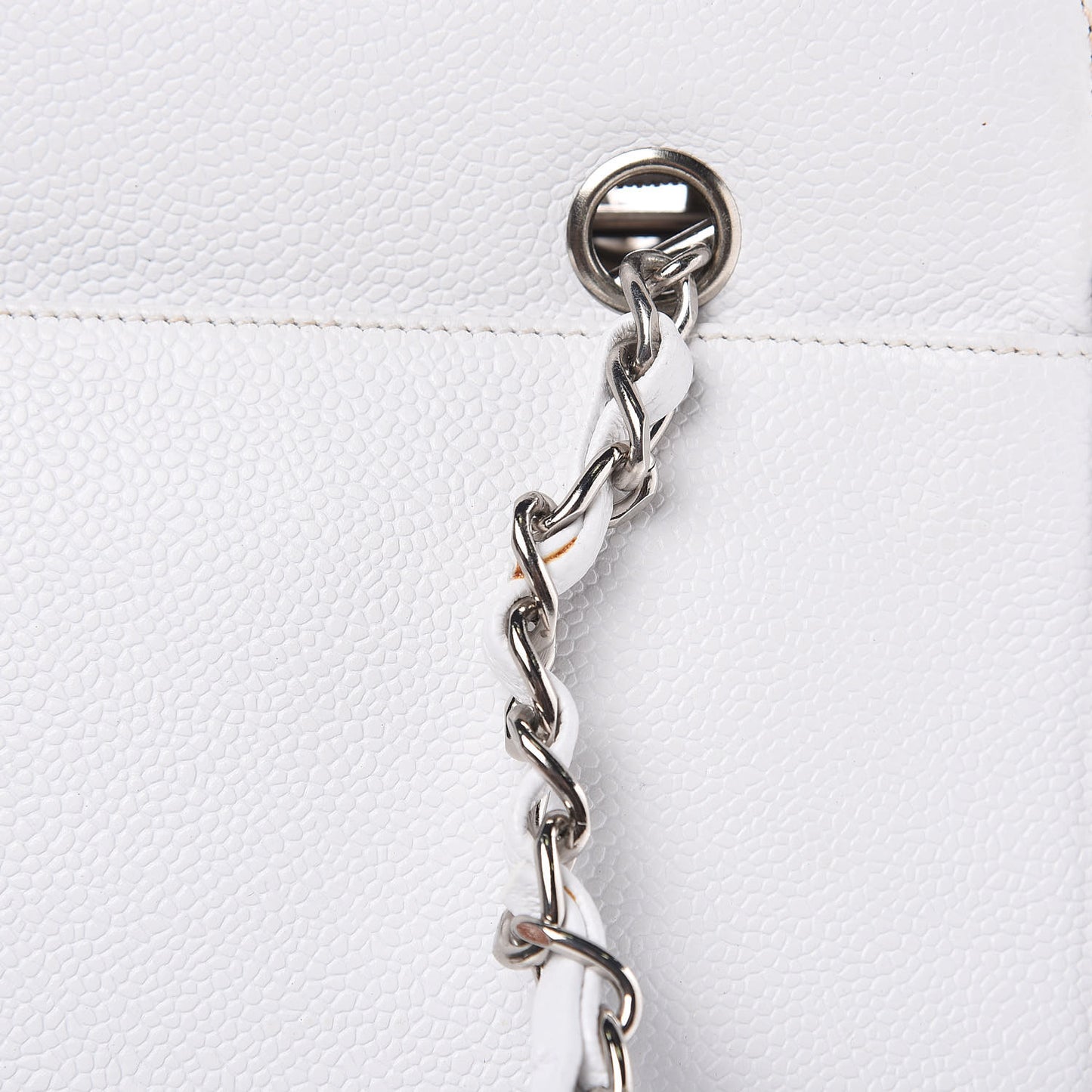 Caviar Logo Shoulder Bag White