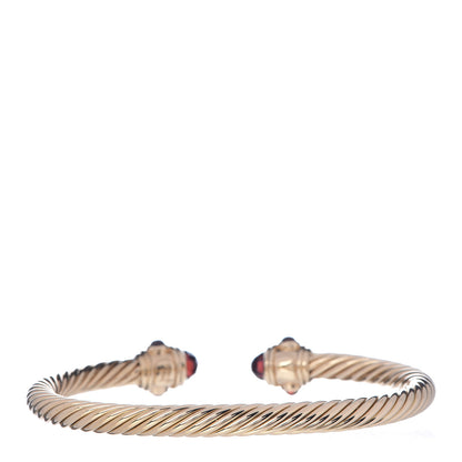 David Yurman 18K Yellow Gold Garnet 5mm Renaissance Bracelet 3 of 6