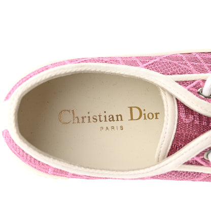 Christian Dior Laminated Canvas Cannage Embroidered Womens Walk'N'Dior Low Top Sneakers 36.5 Metal Rose 7 of 14