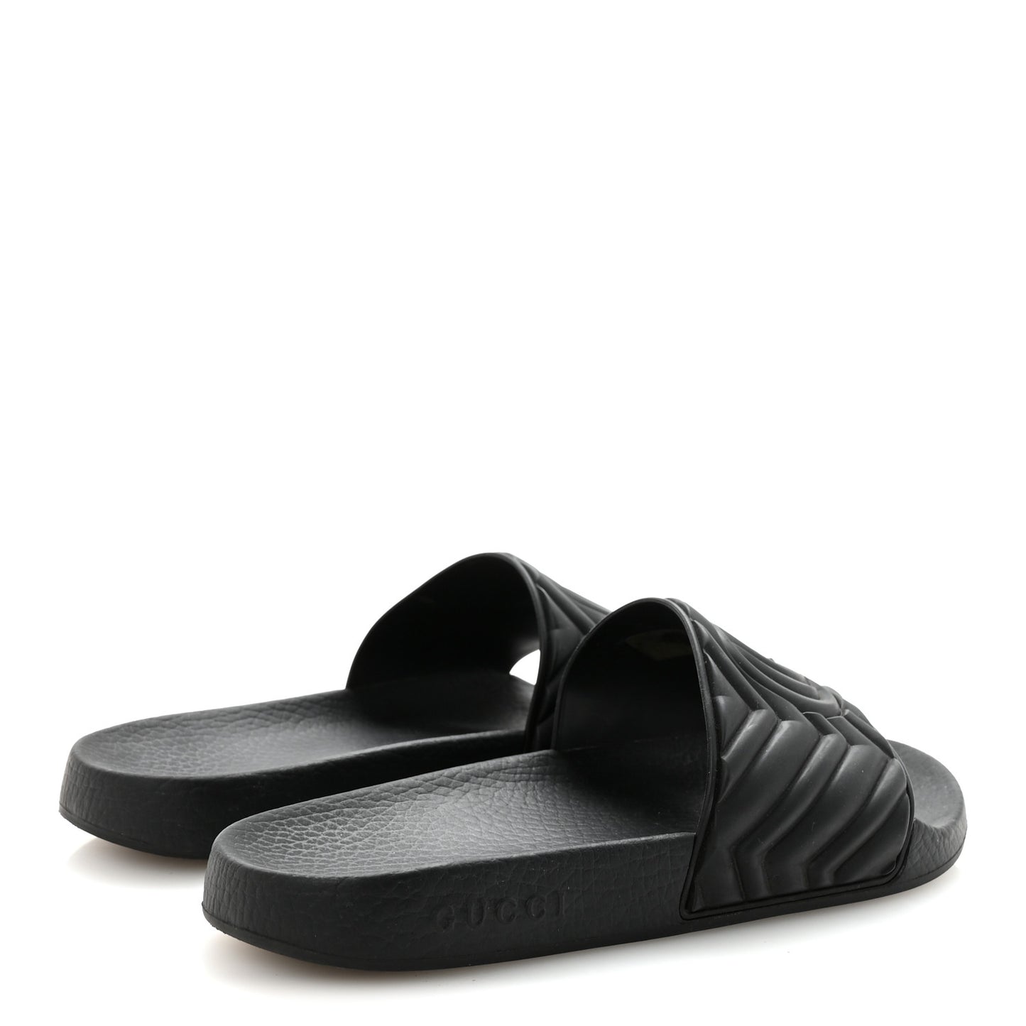 Rubber Matelasse Interlocking G Mens Slide Sandals 6 Black