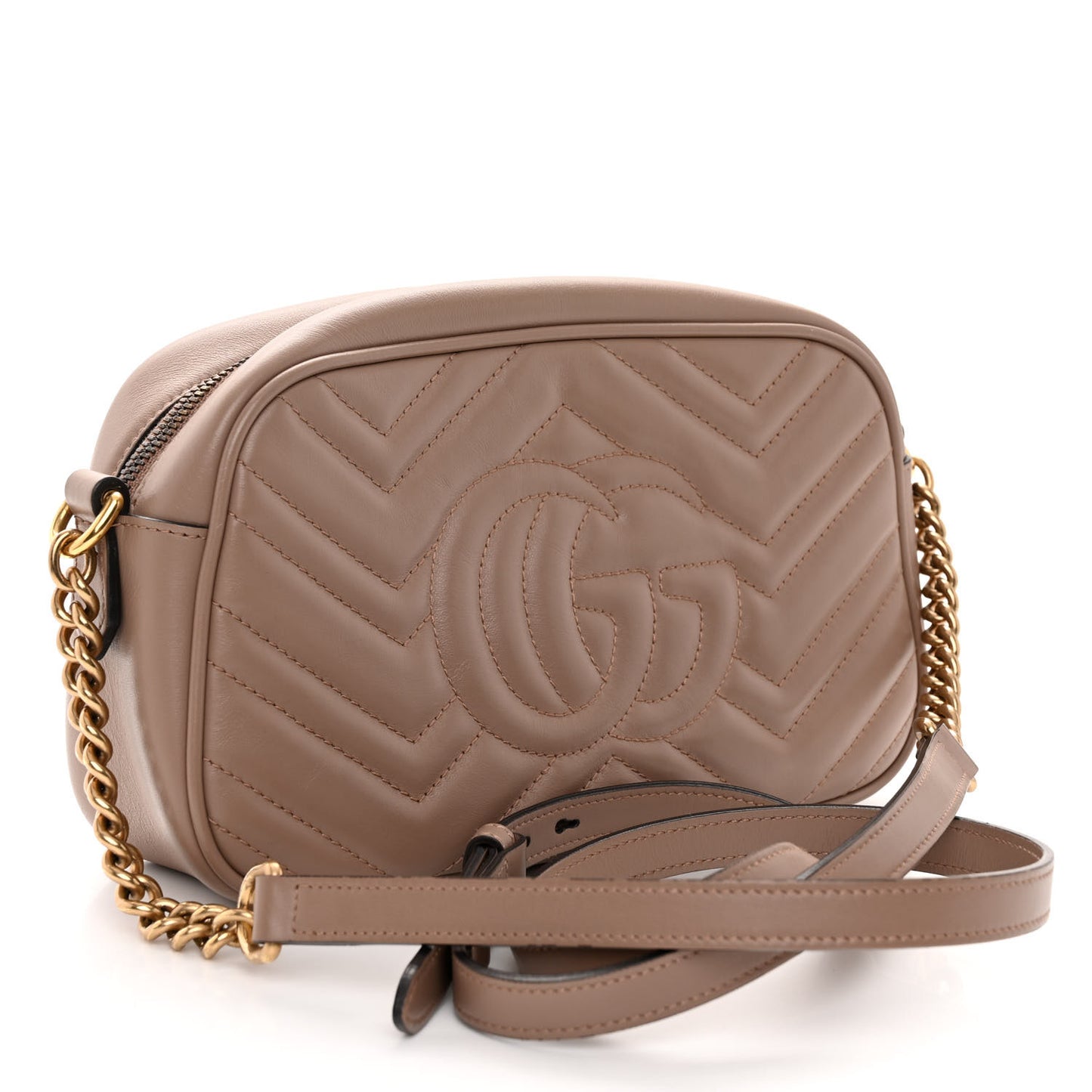 Calfskin Matelasse Small GG Marmont Chain Shoulder Bag Porcelain Rose