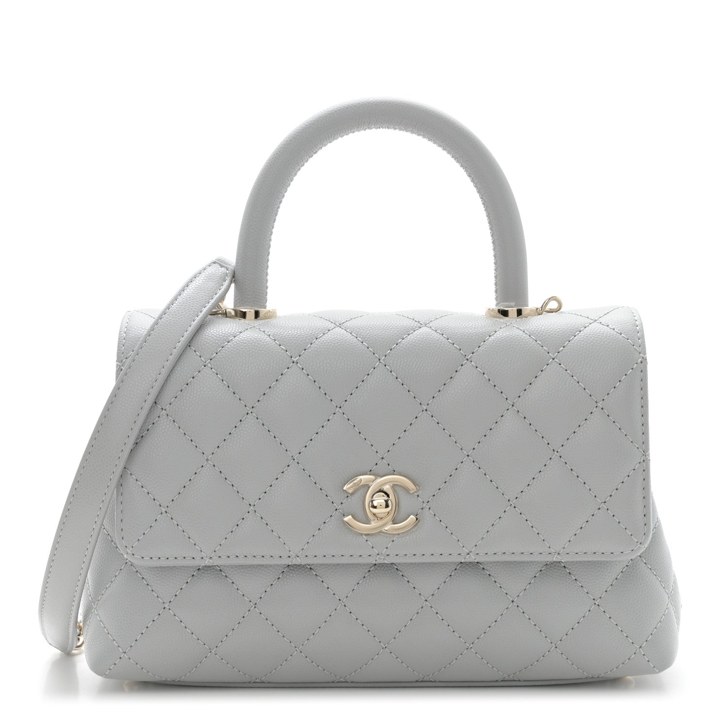 Chanel Caviar Quilted Mini Coco Handle Flap Light Grey 1 of 11