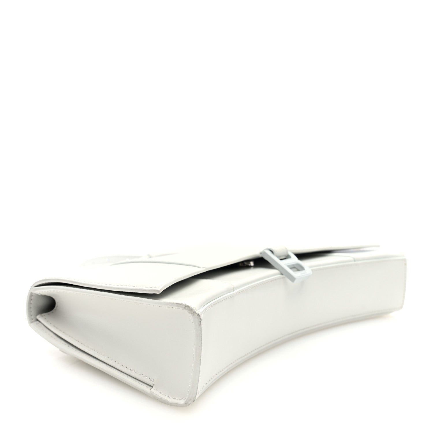 Balenciaga Shiny Box Calfskin Tonal B Hourglass Stretch Top Handle Bag White 4 of 10