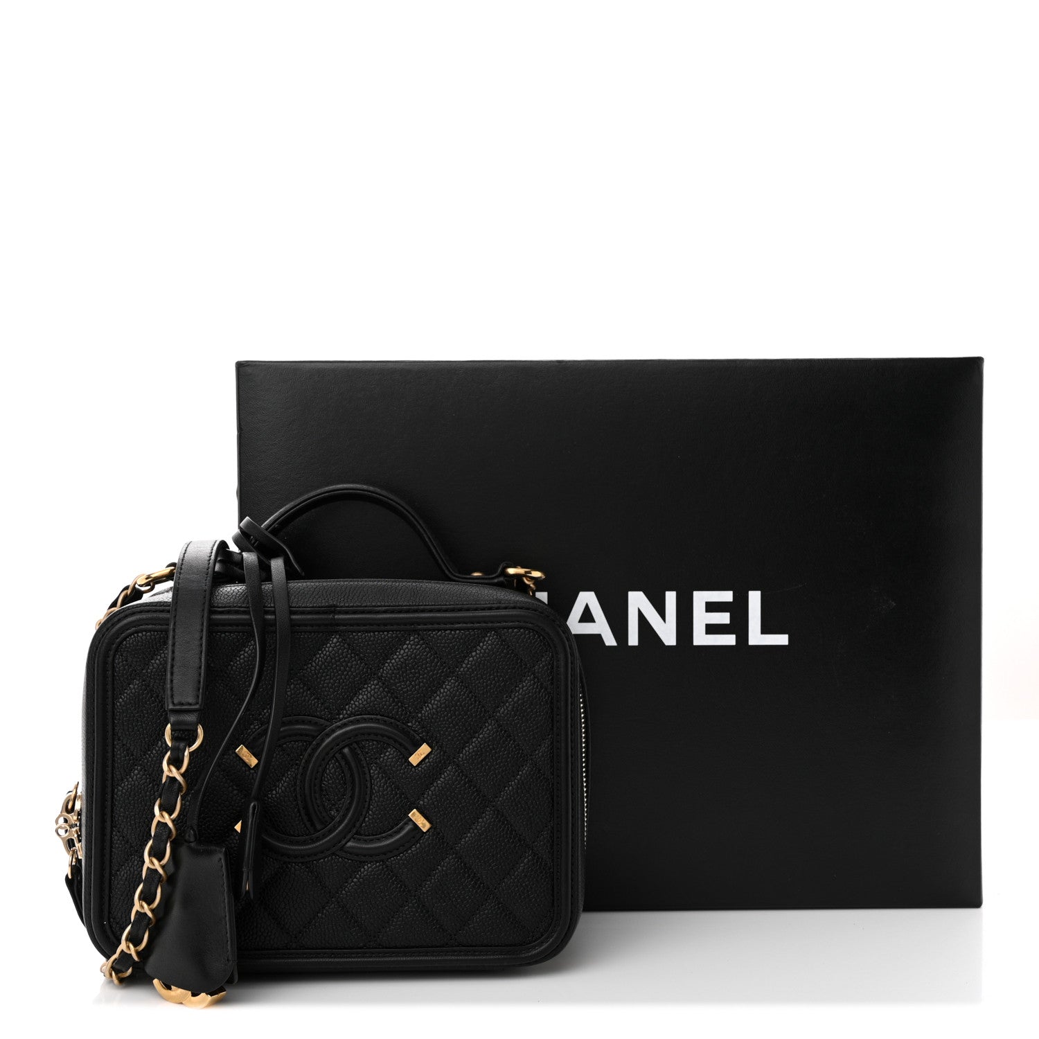 Chanel Caviar Quilted Medium CC Filigree Vanity Case Black 15 of 15