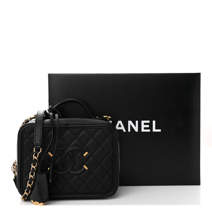 Chanel Caviar Quilted Medium CC Filigree Vanity Case Black 15 of 15