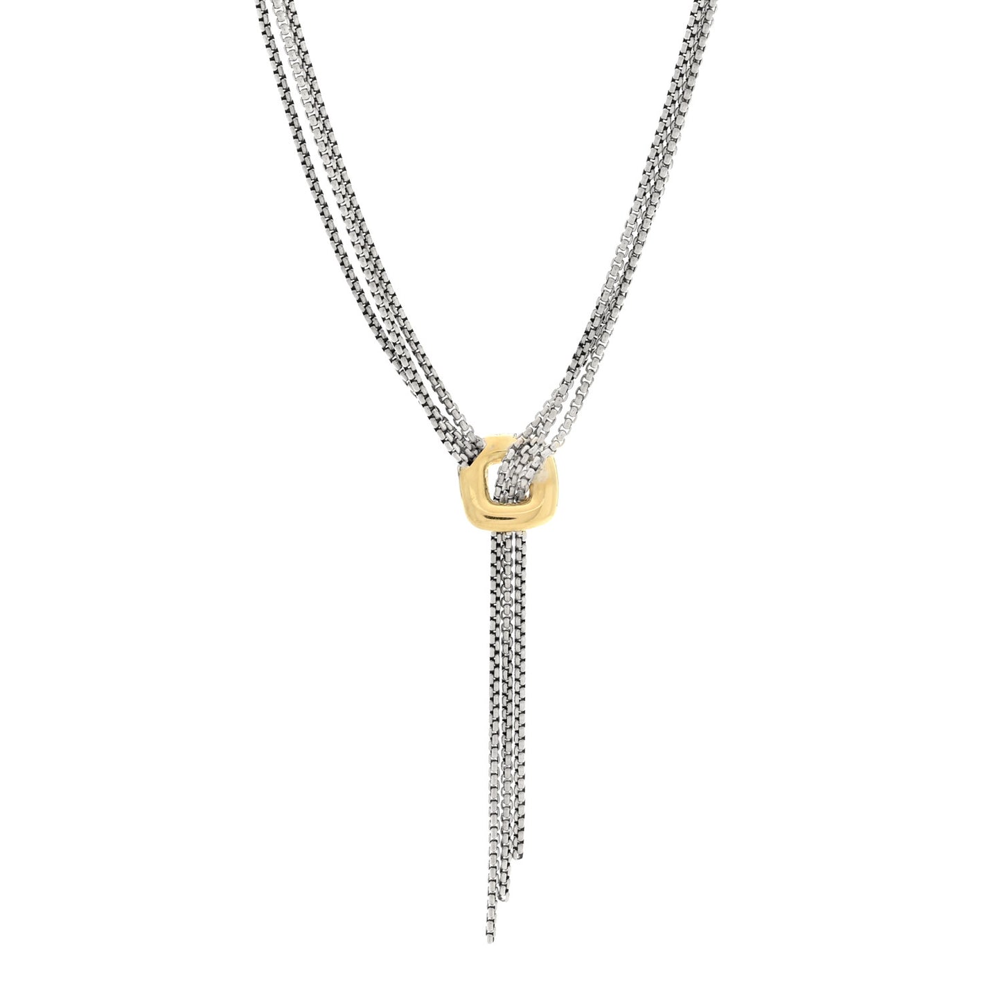 Sterling Silver 18K Yellow Gold Lariat Waterfall Necklace