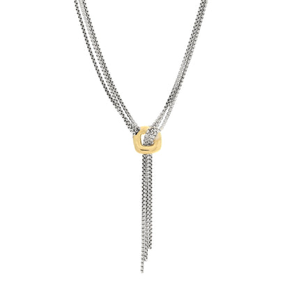 David Yurman Sterling Silver 18K Yellow Gold Lariat Waterfall Necklace 1 of 4