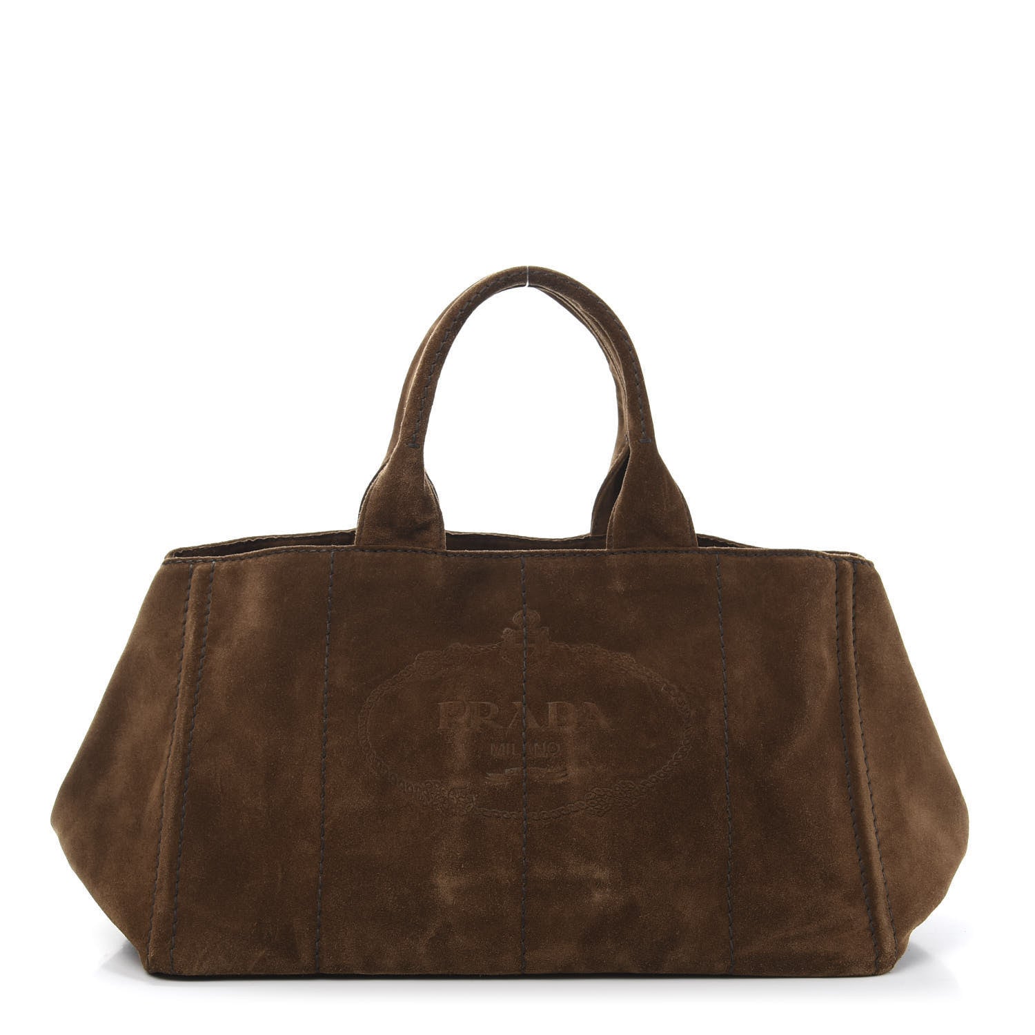Prada Suede Scamosciato Logo Tote Sigaro 1 of 13