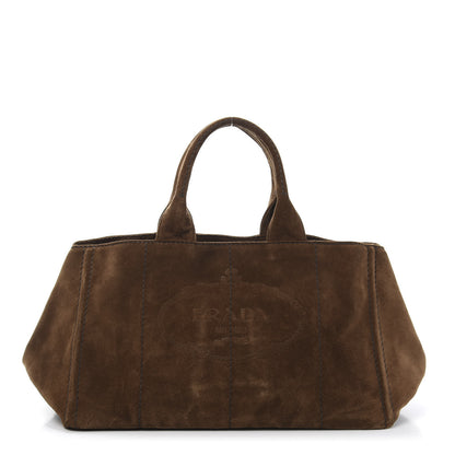 Prada Suede Scamosciato Logo Tote Sigaro 1 of 13