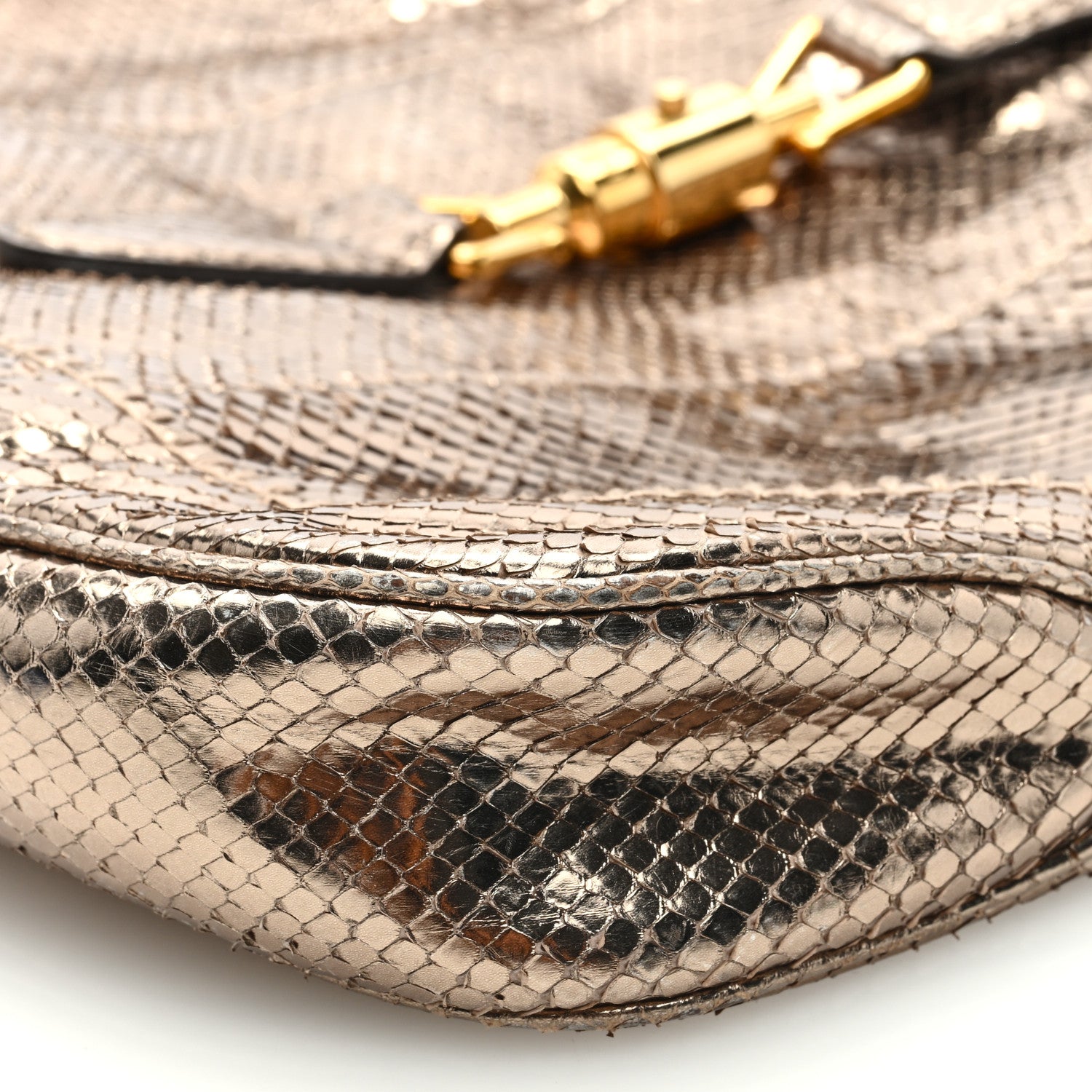 Gucci Metallic Snakeskin Large New Jackie Shoulder Bag Gold 7 of 7
