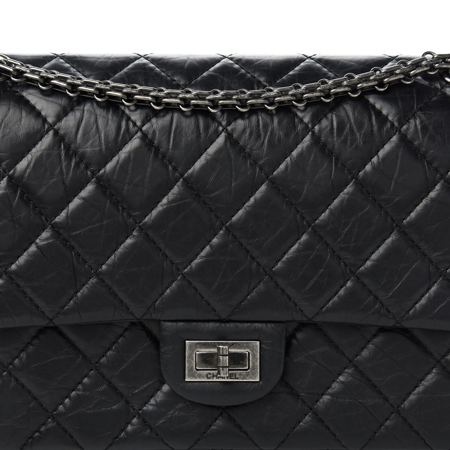 Aged Calfskin Quilted 2.55 Reissue 226 Flap Black
