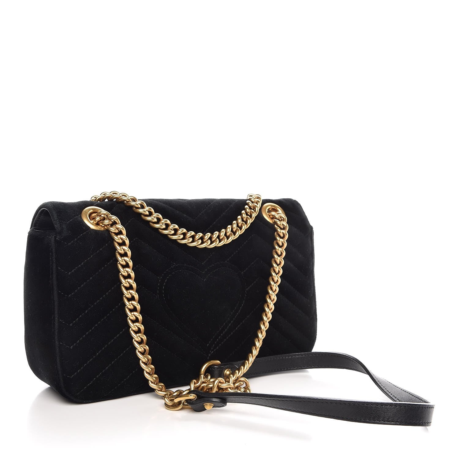 Gucci Velvet Matelasse Small GG Marmont Shoulder Bag Black 3 of 7