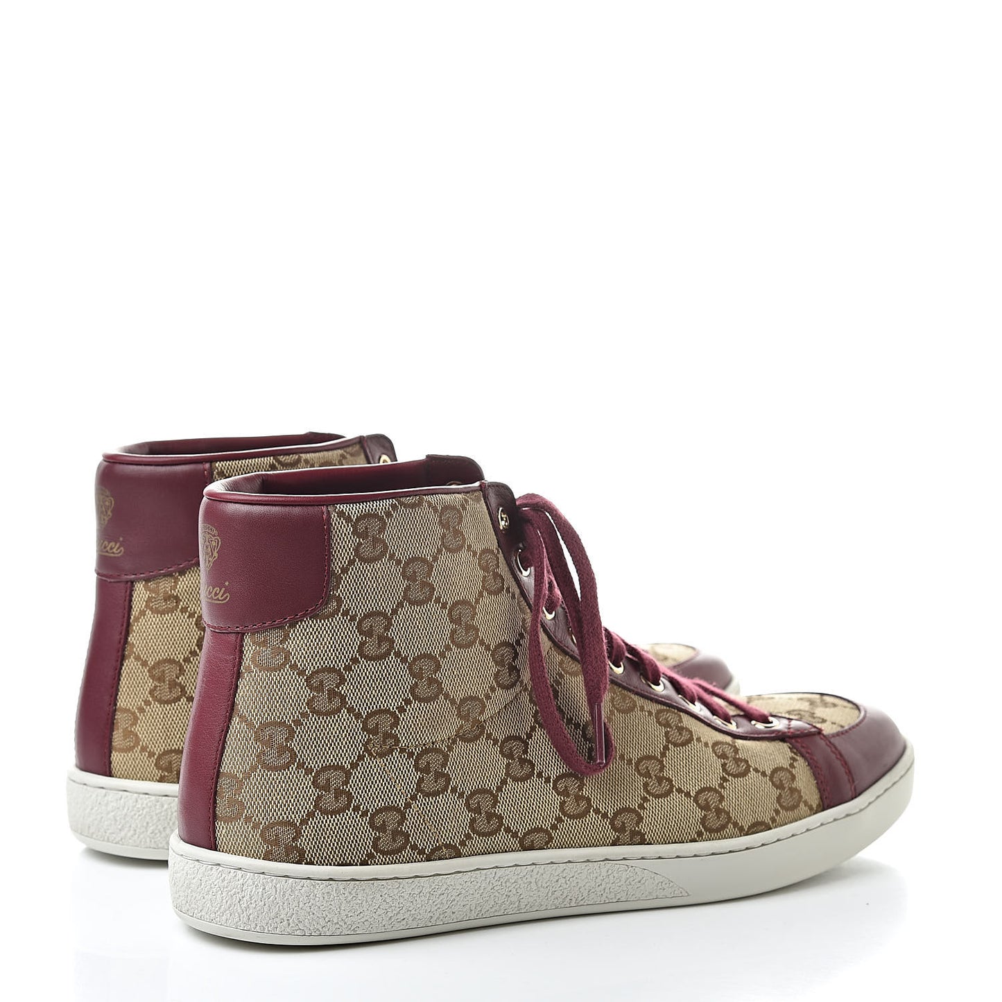 Monogram Miro Soft Calfskin Womens High Top Sneakers 39.5 Beige Ruby