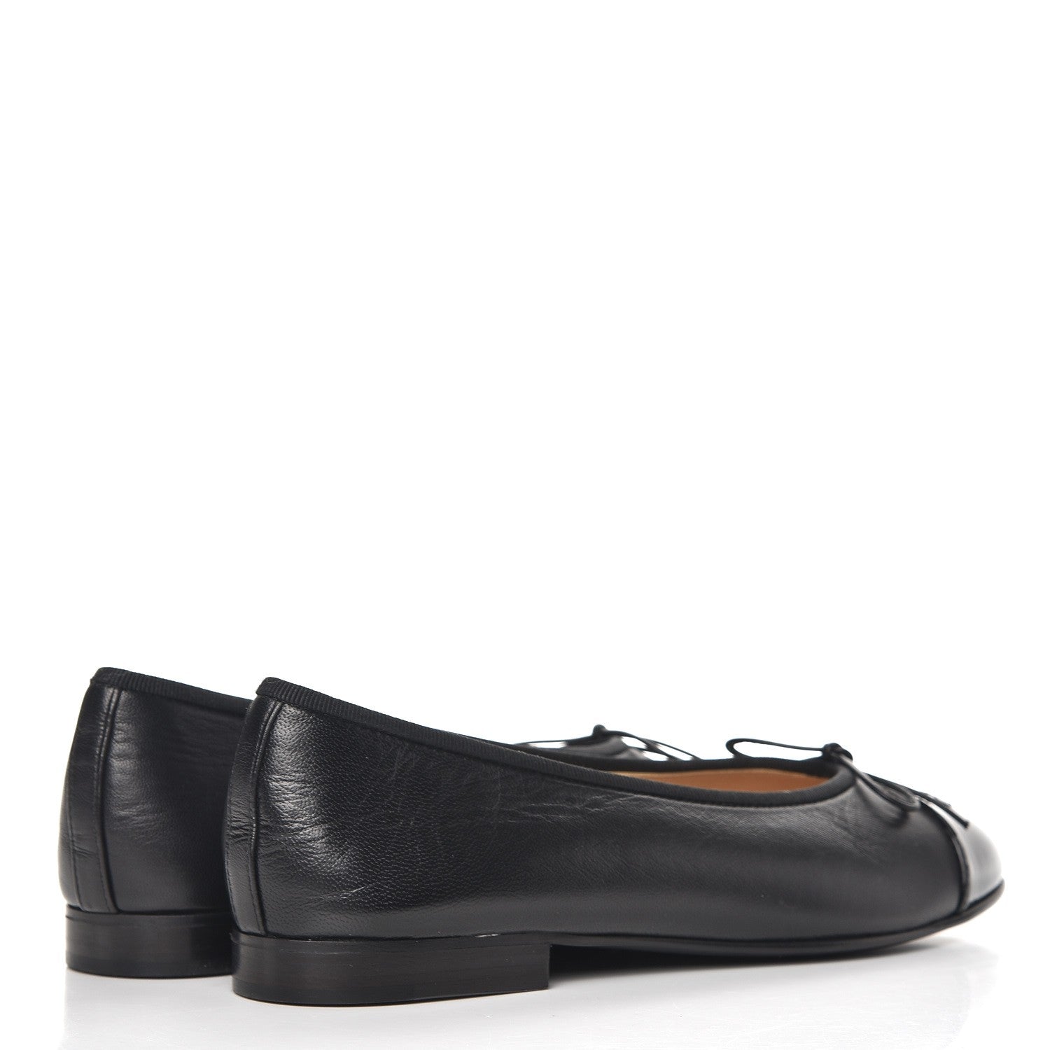 Chanel Lambskin Patent Cap Toe Ballerina Flats 39.5 Black 4 of 9