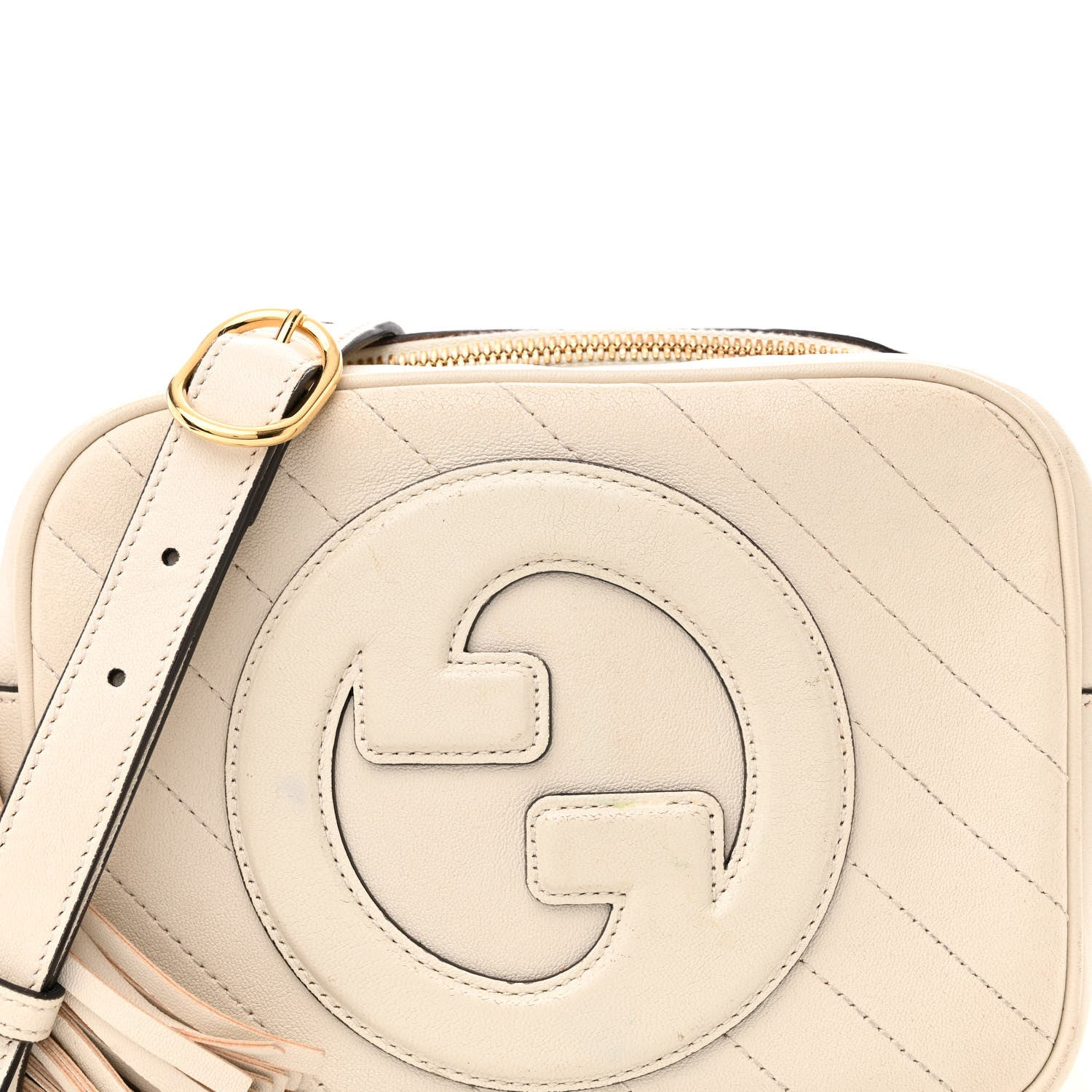 Gucci Sakai Be Green Calfskin Diagonal Stitched Small Blondie Shoulder Bag Mystic White 7 of 18