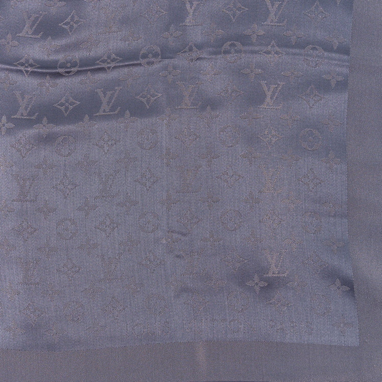 Louis Vuitton Silk Lurex Wool Monogram Shine Shawl Charcoal Grey 2 of 3