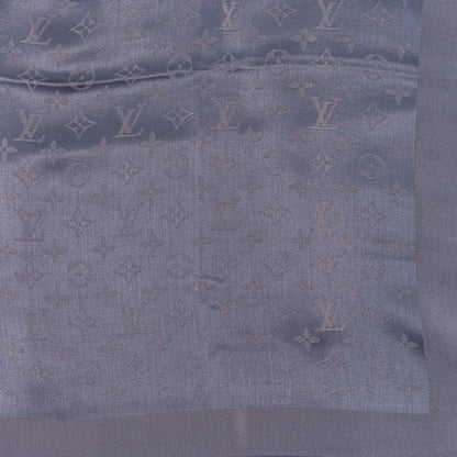 Louis Vuitton Silk Lurex Wool Monogram Shine Shawl Charcoal Grey 2 of 3