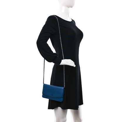 Chanel Caviar Sevruga Wallet on Chain WOC Blue 2 of 11