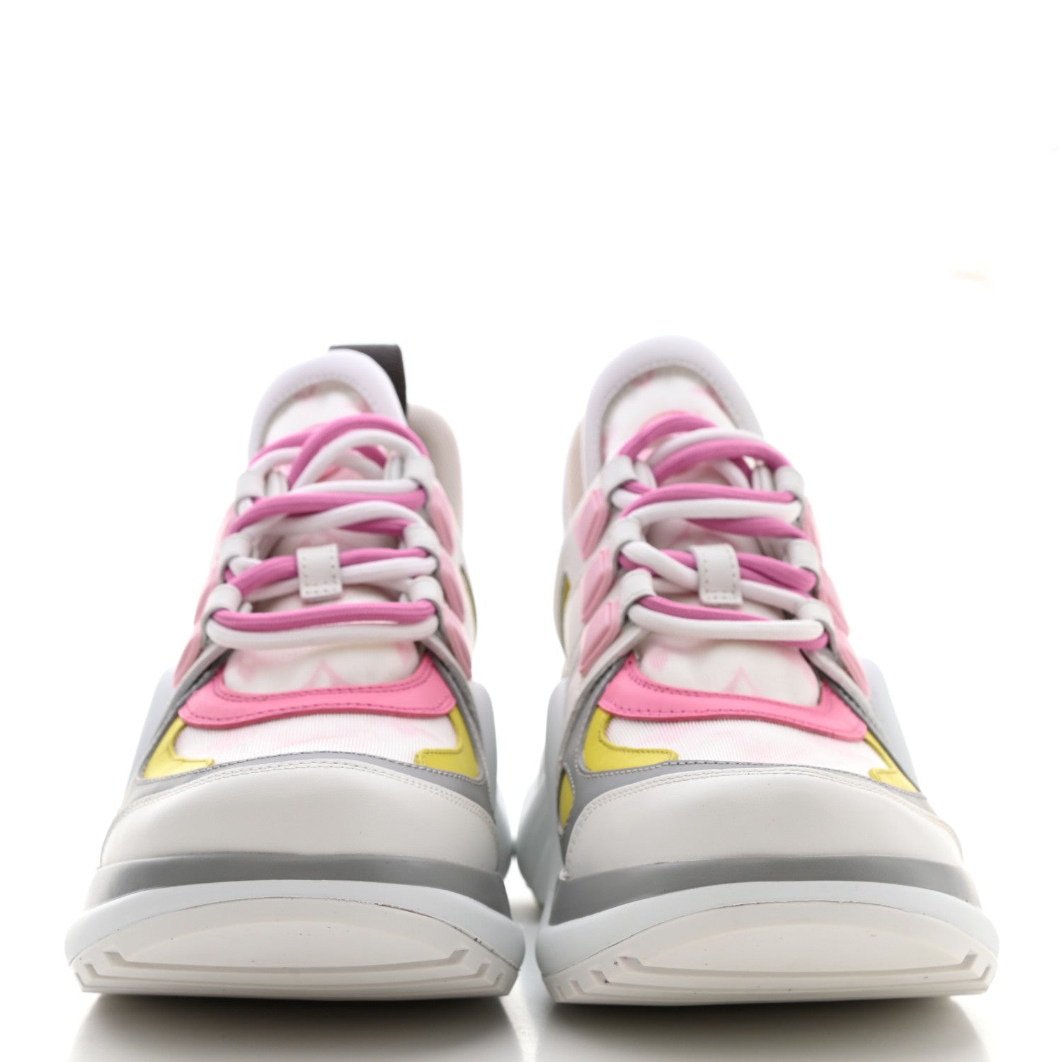 Louis Vuitton Calfskin Technical Nylon LV Archlight Sneakers 36.5 White Pink Yellow 2 of 8