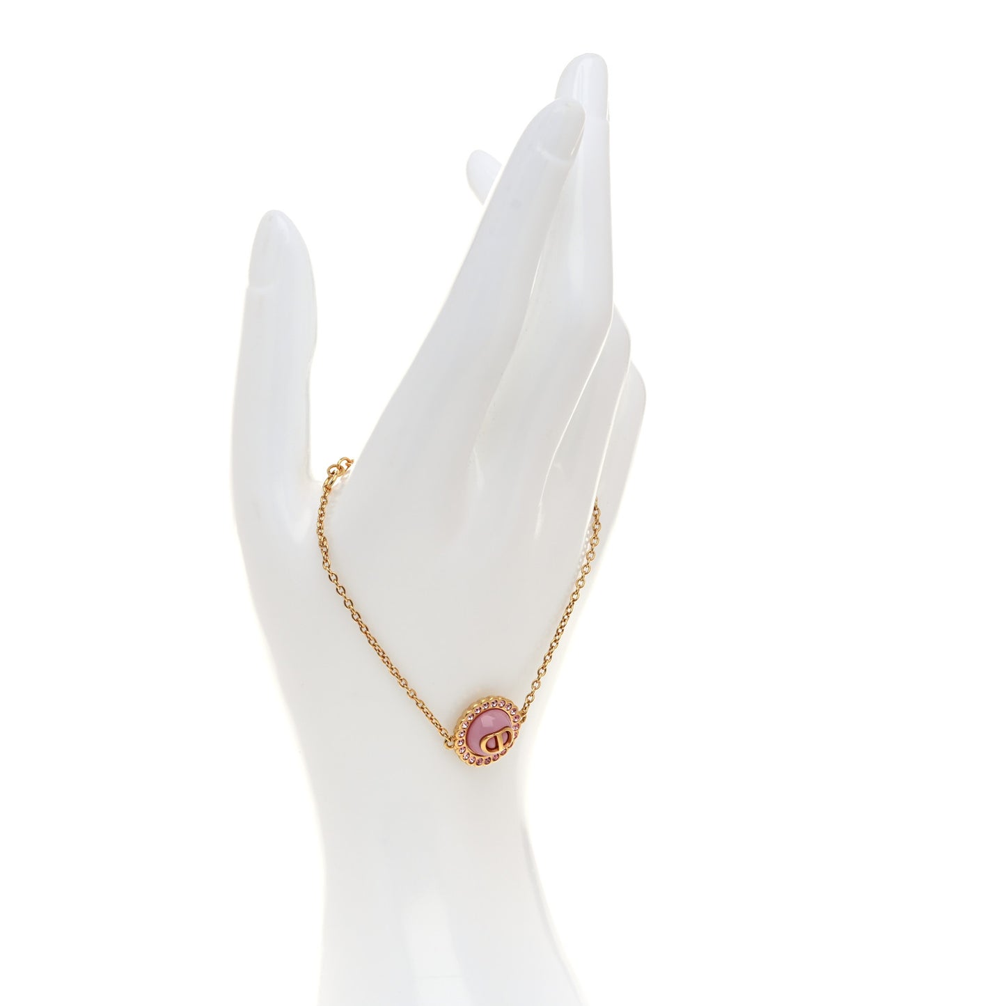 Metal Enamel Crystal CD Station Bracelet Pink