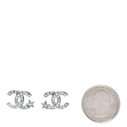 Chanel Crystal CC Starfall Earrings Silver 2 of 5