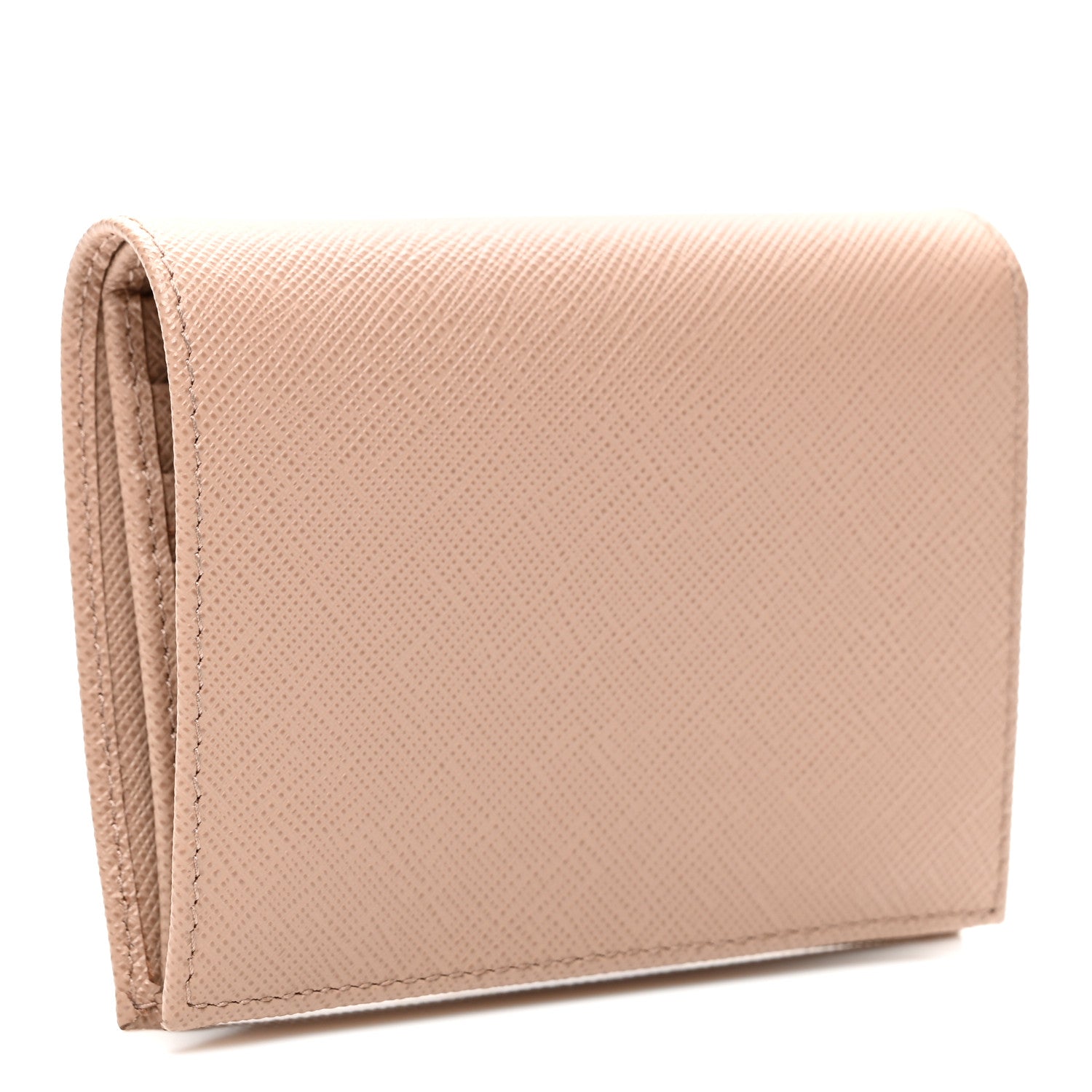 Prada Saffiano Small Triangle Bi-Fold Wallet Cipria 3 of 7