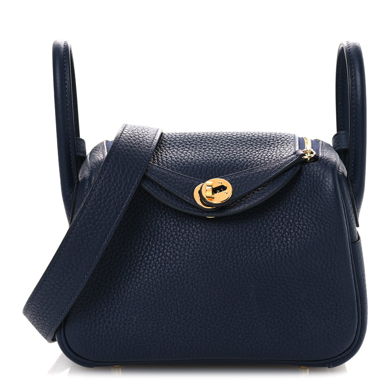 Hermes Taurillon Clemence Mini Lindy 20 Bleu Nuit 1 of 13