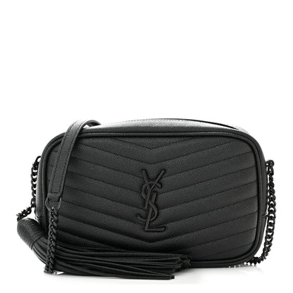 Saint Laurent Grain De Poudre Matelasse Monochrome Monogram Mini Lou Camera Bag Black 1 of 10