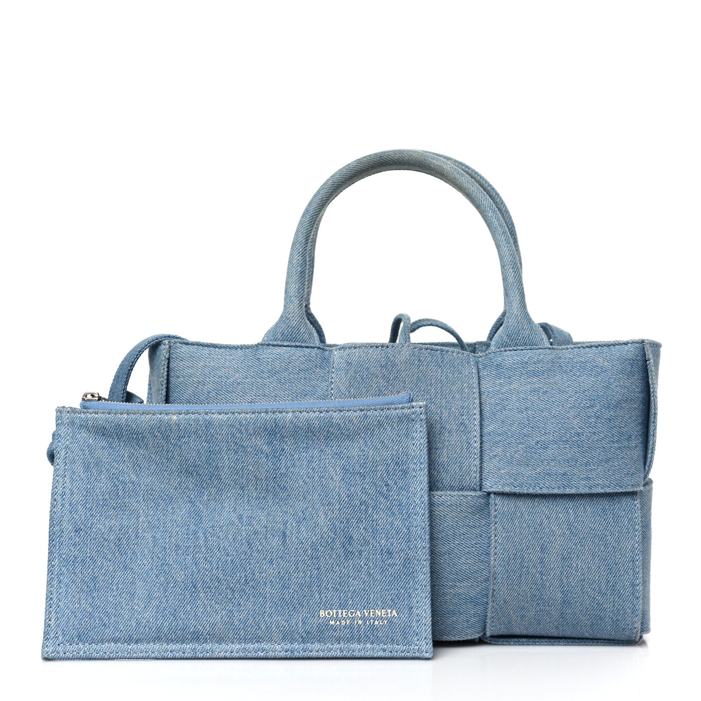 Denim Maxi Intrecciato Mini Arco Tote Blue