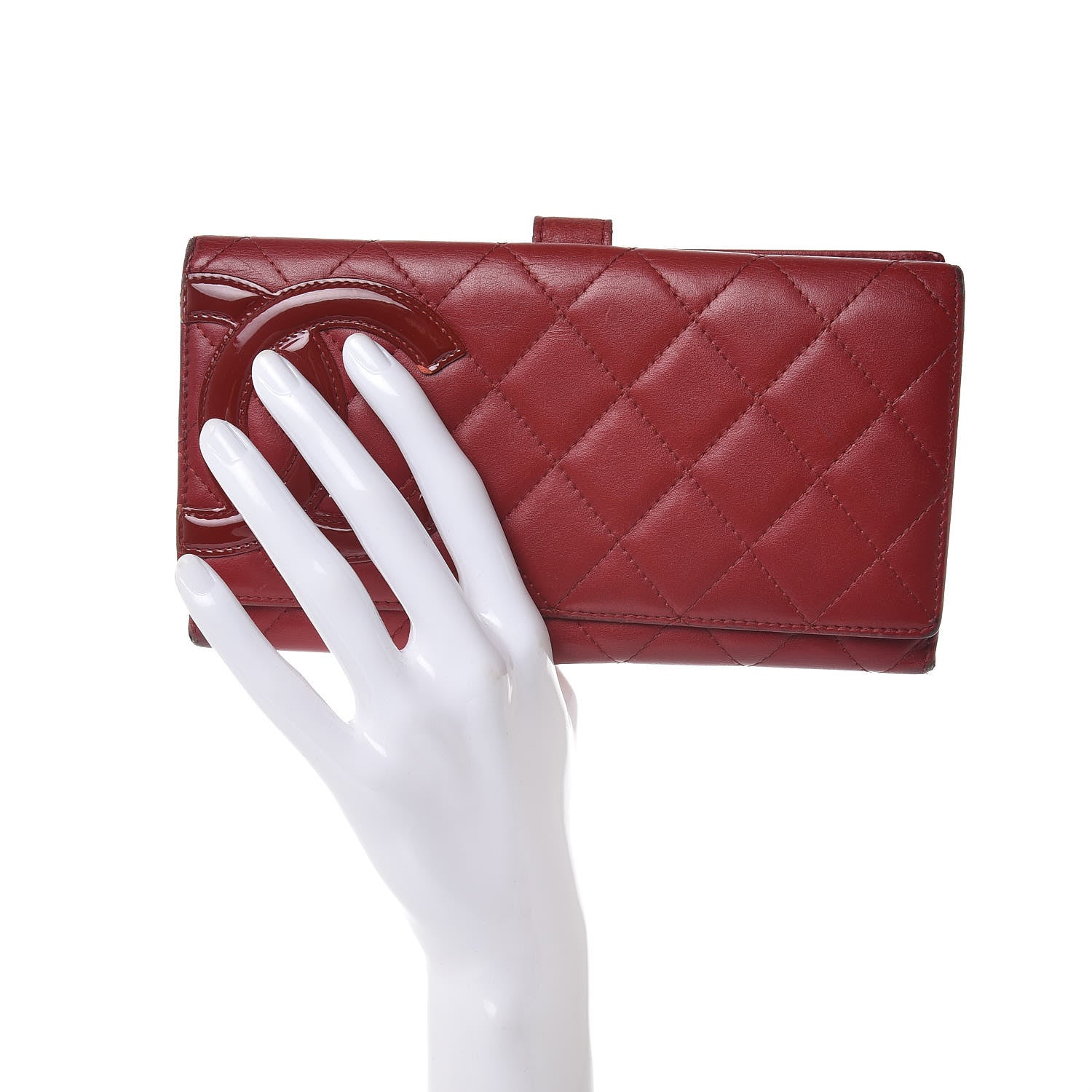 Chanel Calfskin Quilted Cambon Long Double Wallet Red 2 of 16