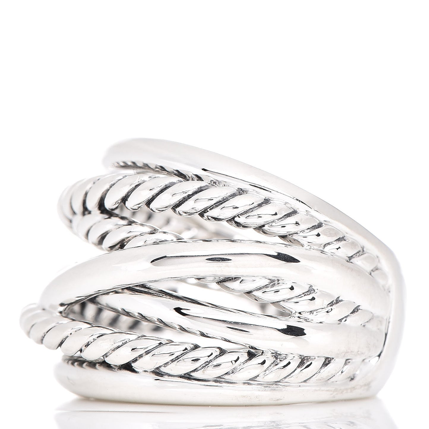 Sterling Silver 18mm Wide Crossover Cable Ring 53 6.5