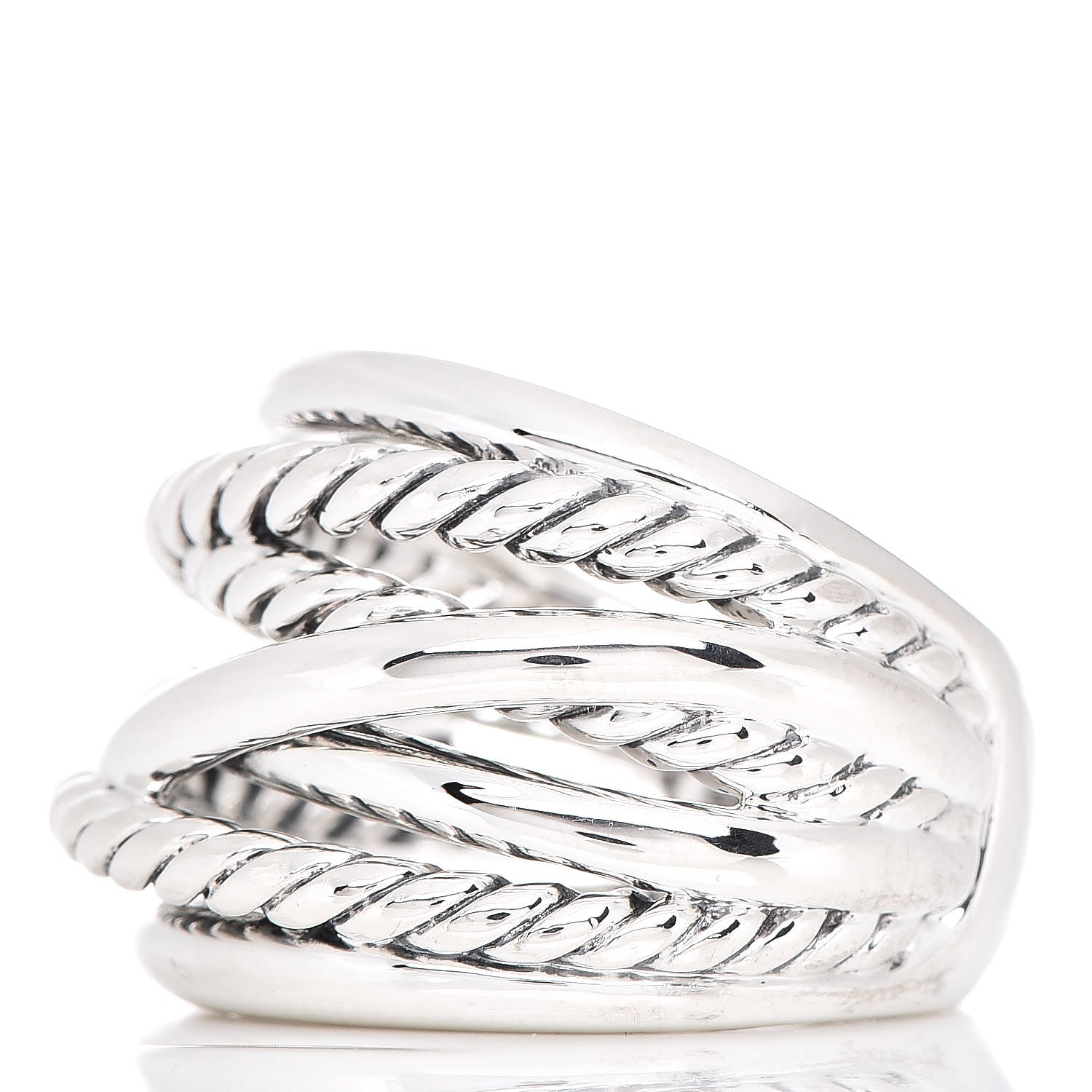 David Yurman Sterling Silver 18mm Wide Crossover Cable Ring 53 6.5 3 of 5