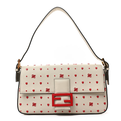 Fendi Vitello Burro Chinese Valentines Day Karligraphy Embroidered Baguette 1997 Pana Rosso Cardinale 3 of 18