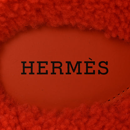 Hermes Woolskin Womens Chypre Sandals 40 Orange 6 of 8