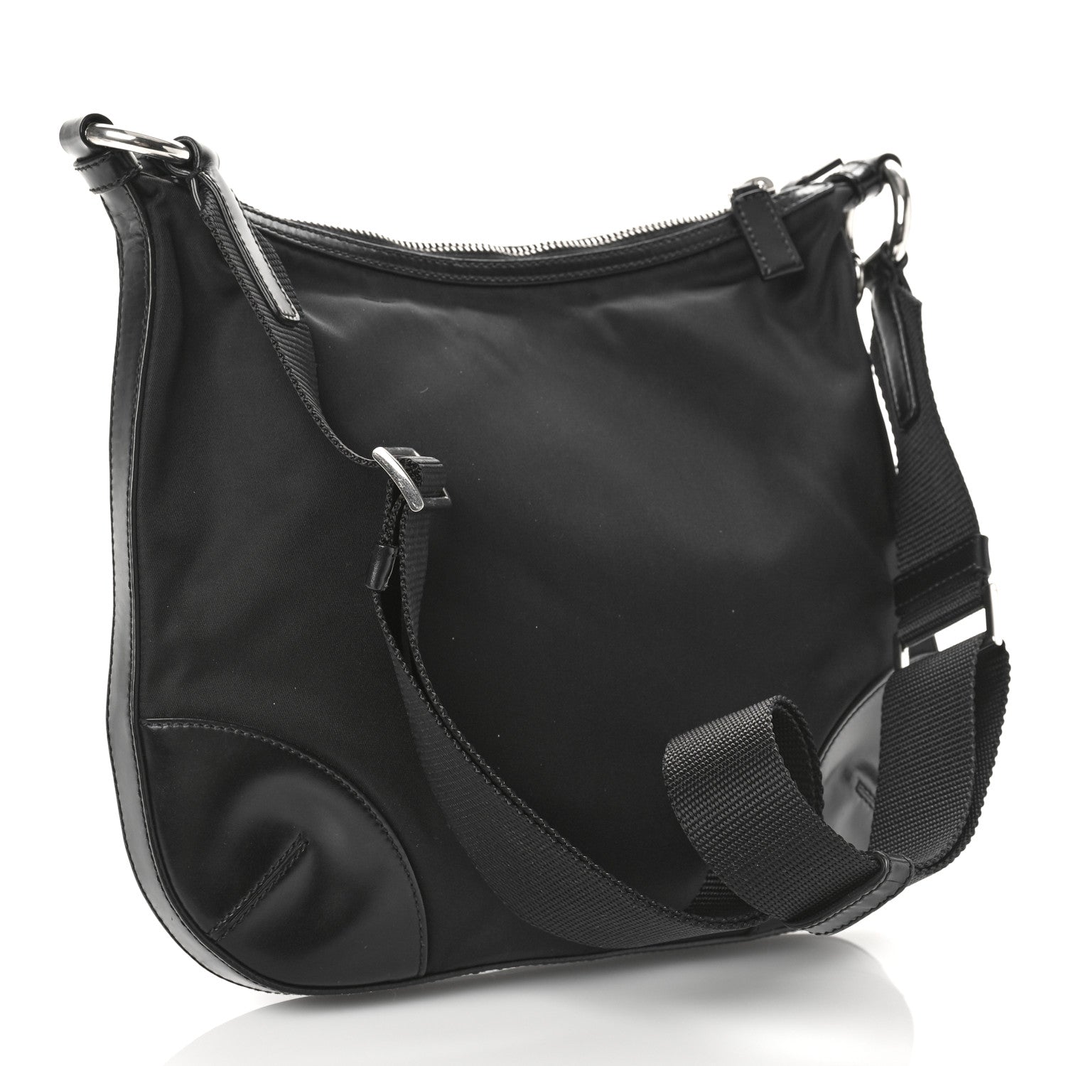 Prada Tessuto Nylon Calfskin Flat Messenger Bag Black 3 of 8