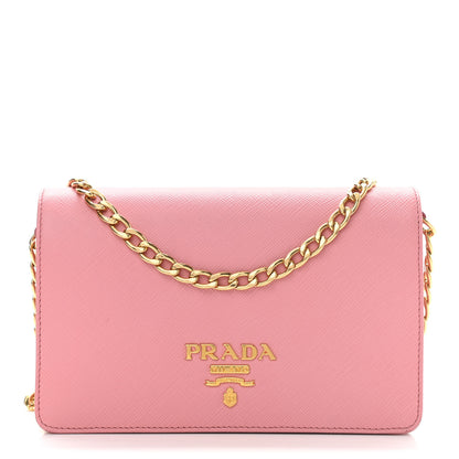 Prada Saffiano Lux Chain Wallet Petalo 3 of 14