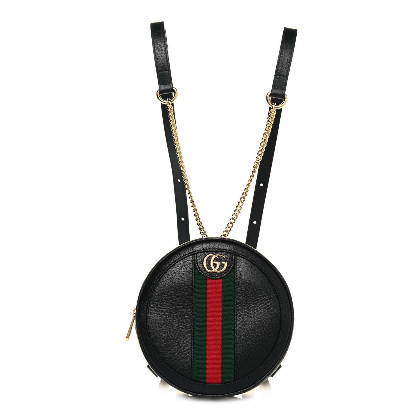 Grained Calfskin Web Mini Ophidia Round Backpack Black