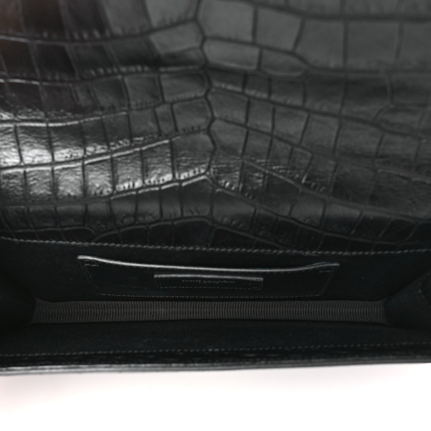 Calfskin Crocodile Embossed Classic Kate Monogram Clutch Black