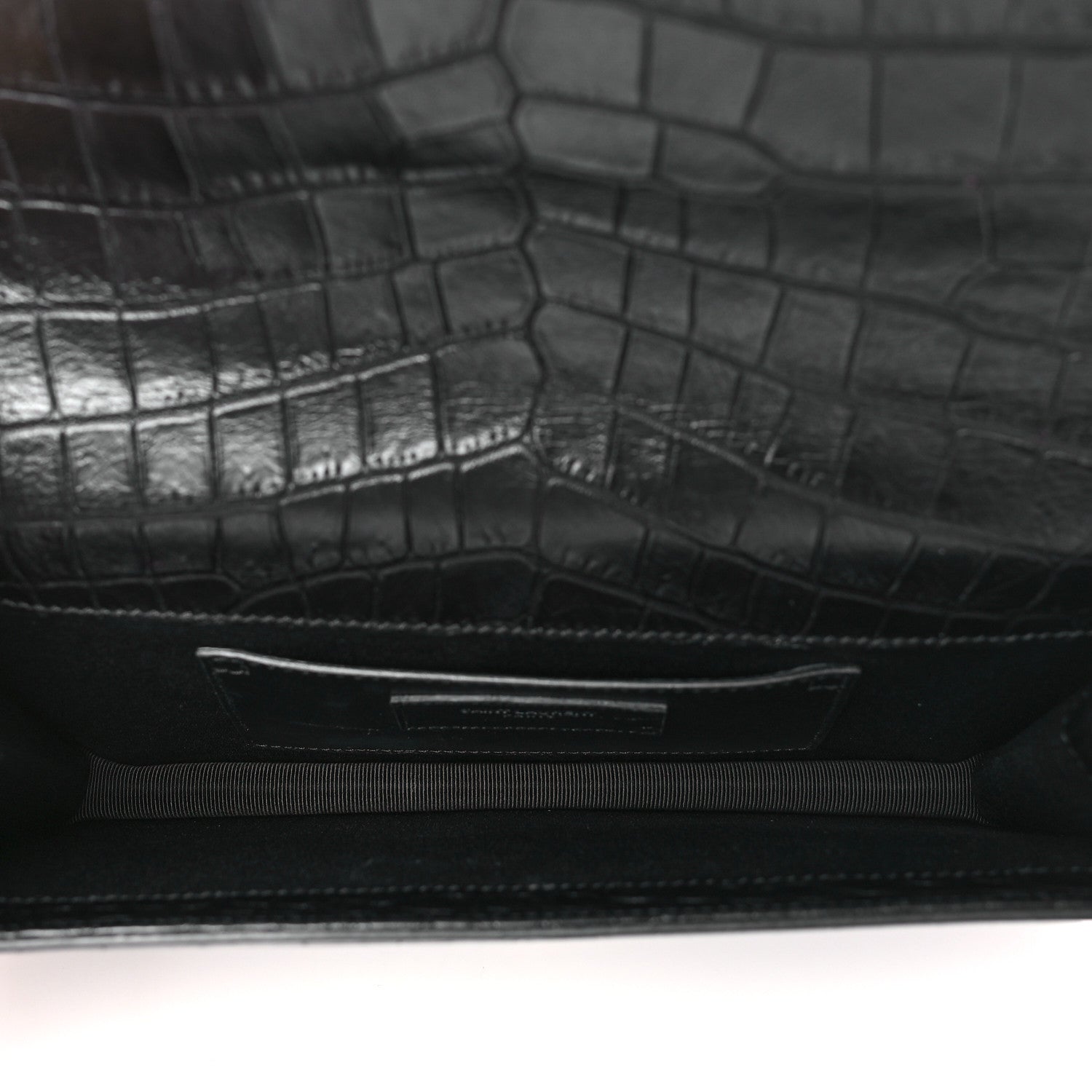 Saint Laurent Calfskin Crocodile Embossed Classic Kate Monogram Clutch Black 5 of 9