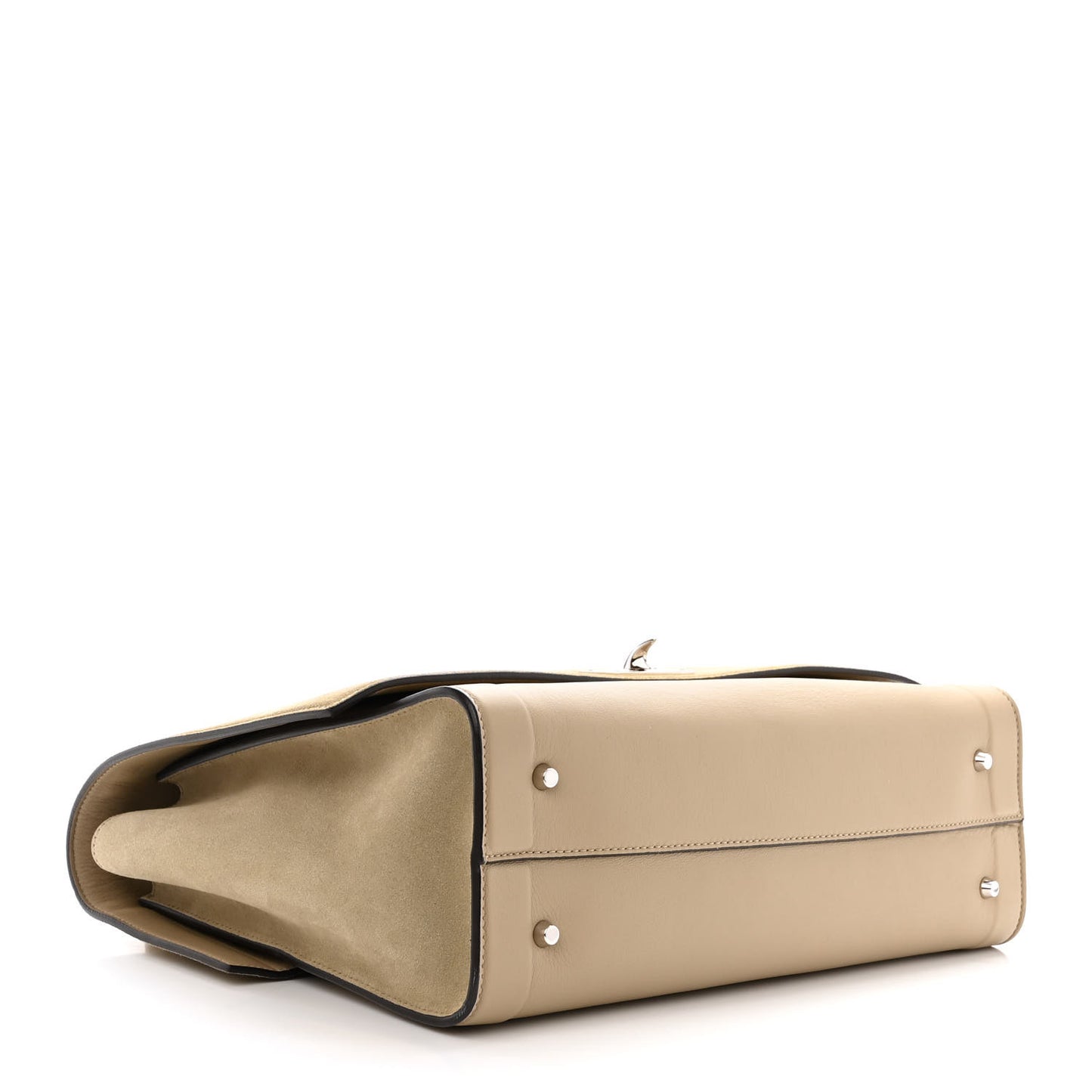 Suede Calfskin Lambskin Medium Shark Lock Satchel Taupe