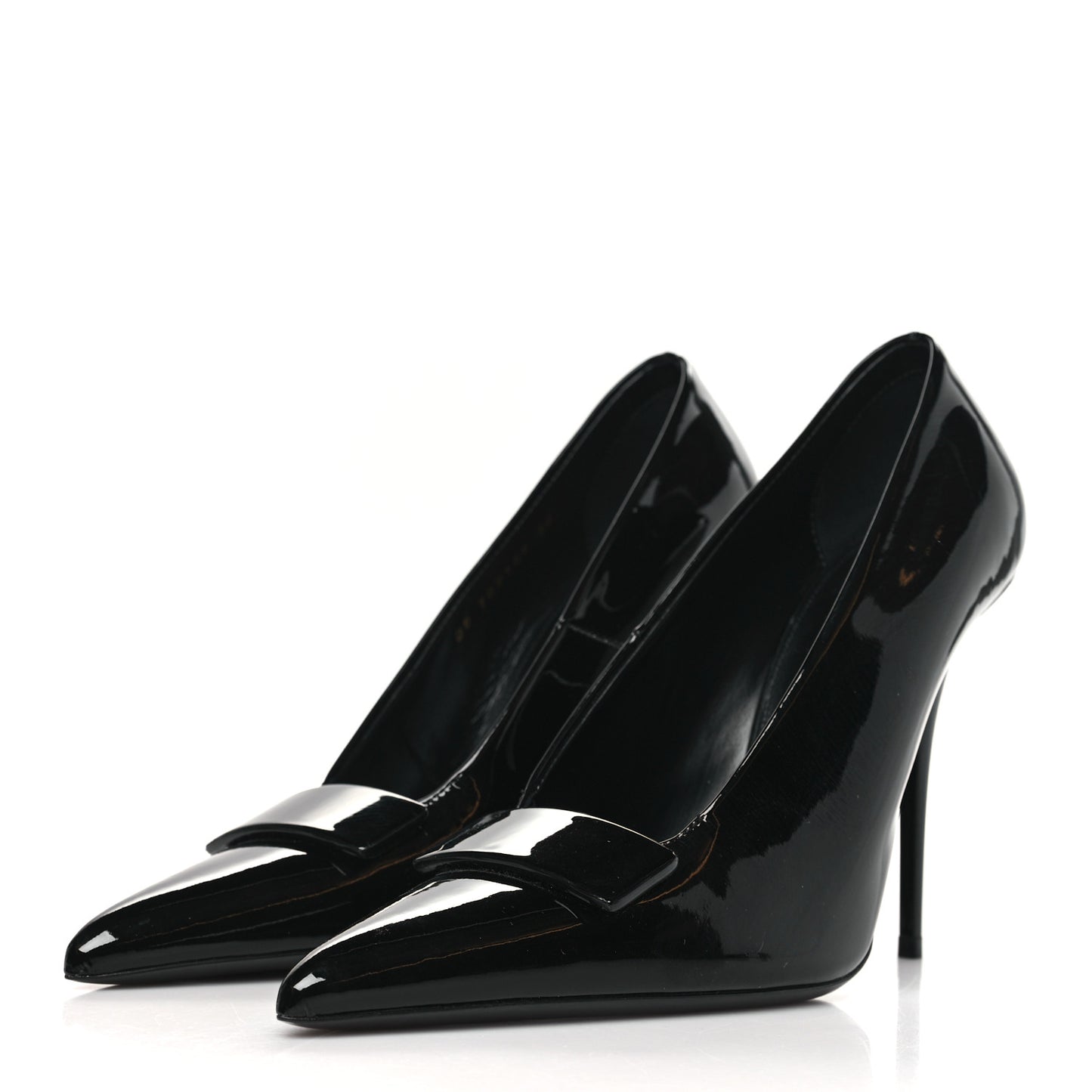 Patent Calfskin Kayla 110 Pumps 38 Black