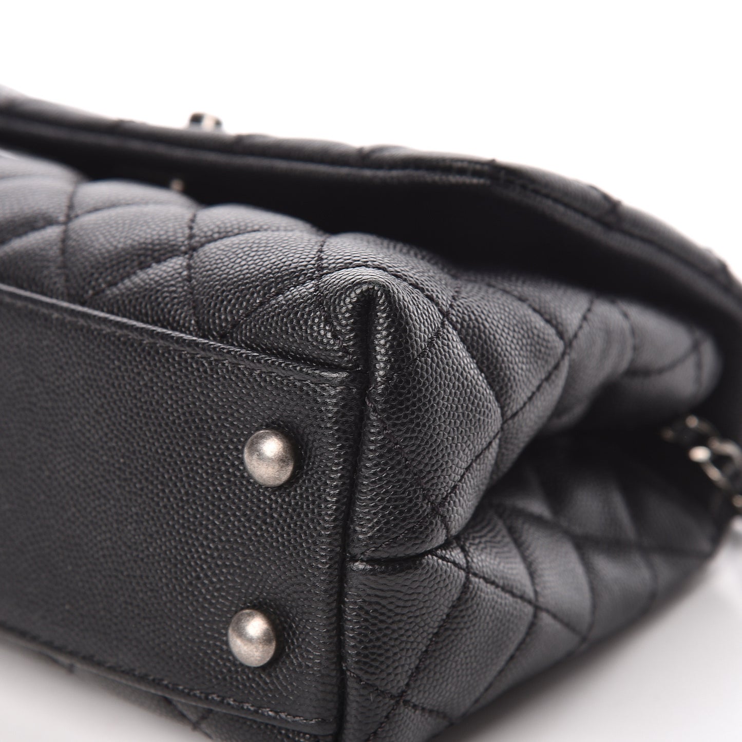Caviar Lizard Quilted Mini Coco Handle Flap Black
