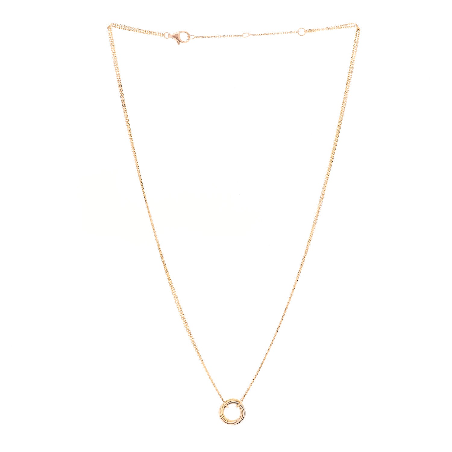 Cartier 18K Pink Yellow White Gold Trinity Double Chain Pendant Necklace 3 of 5