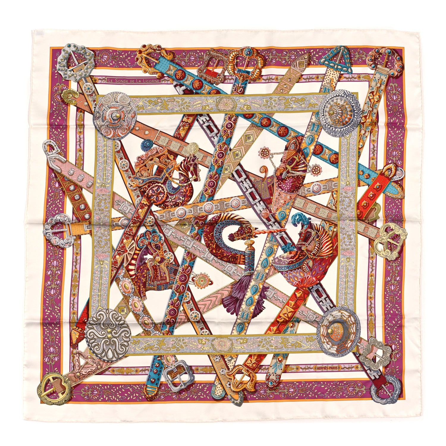 Hermes Silk Le Songe De La Licorne Scarf 90 1 of 3