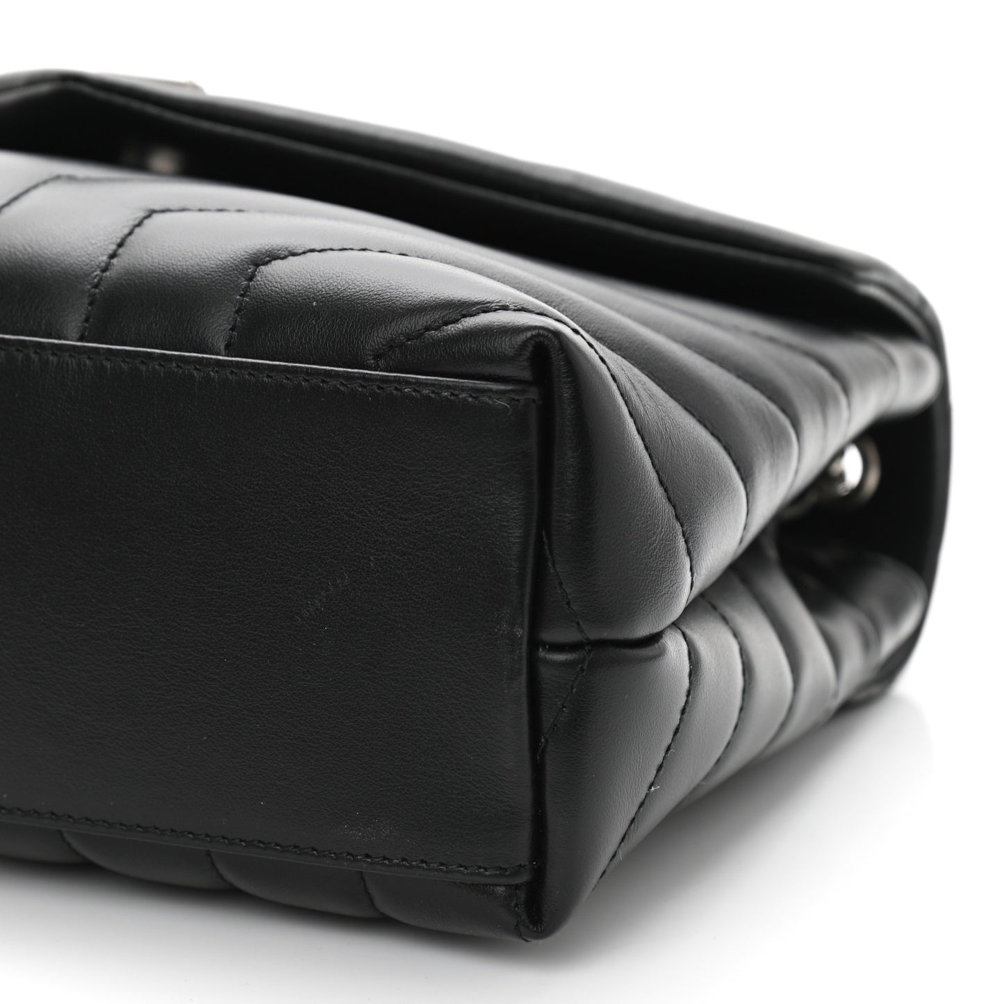 Calfskin Y Quilted Monogram Small Loulou Chain Satchel Black