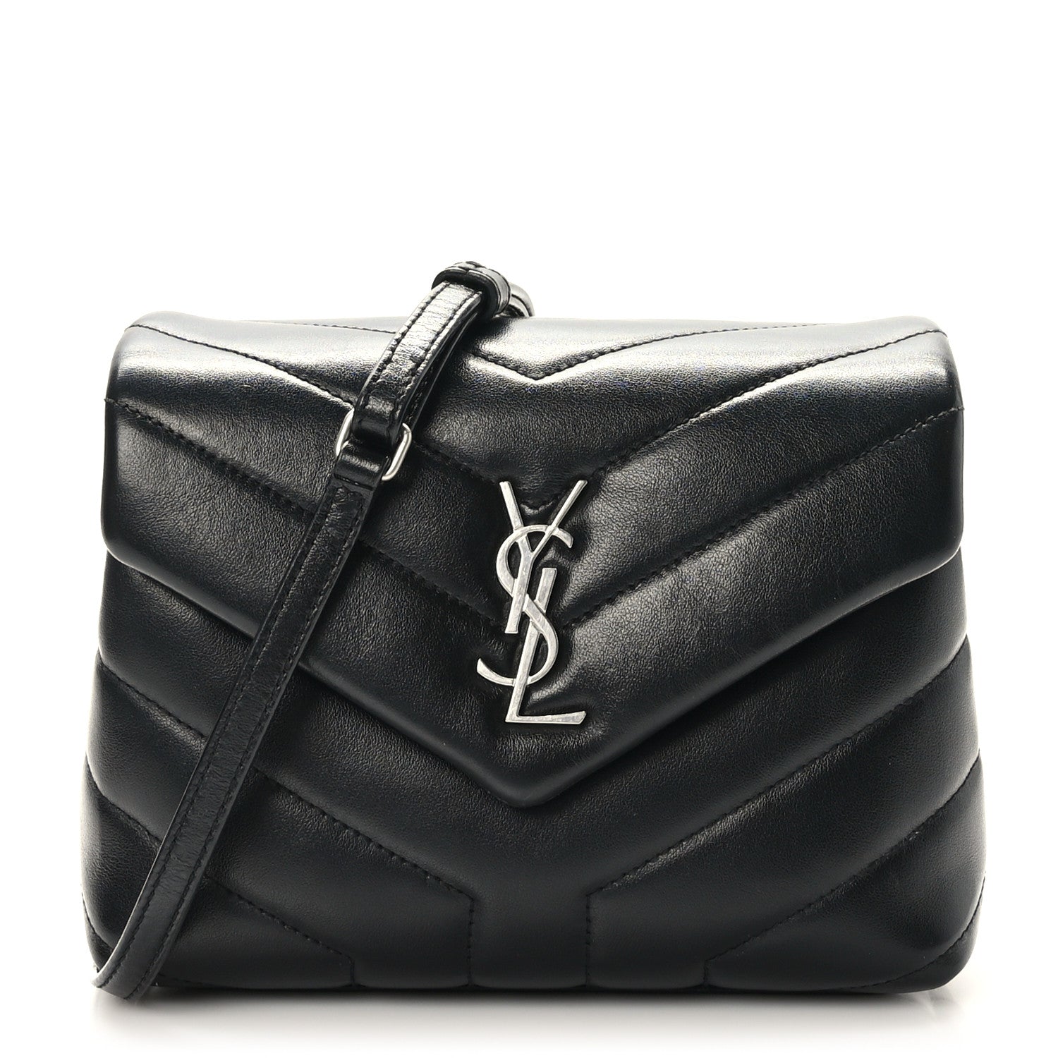 Saint Laurent Calfskin Y Quilted Monogram Toy Loulou Crossbody Bag Black 1 of 10