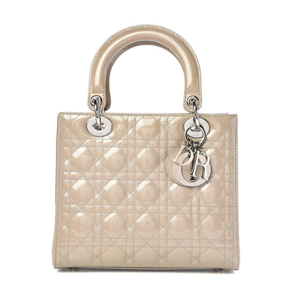Christian Dior Pearlized Patent Cannage Medium Lady Dior Grey 1 of 17